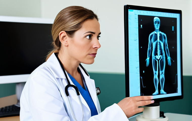 **
"A professional female doctor in a clean, modern hospital setting, fully clothed in a modest white coat and medical scrubs, examining an X-ray with a concerned but reassuring expression. The background includes medical equipment and a blurred view of other healthcare professionals. Perfect anatomy, correct proportions, natural pose, well-formed hands, proper finger count, professional lighting, high resolution, safe for work, appropriate content, fully clothed, professional, family-friendly."
**