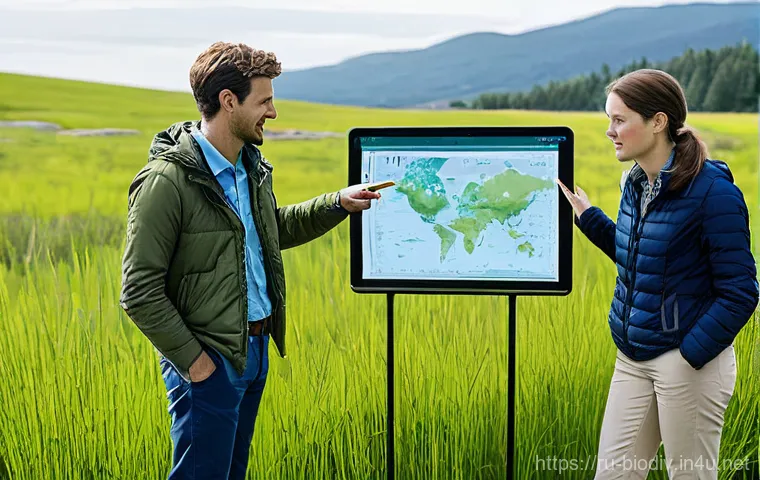 생물다양성 보전 업무일기 작성법 - **Prompt 1: Focused Observation in Nature**
    "A dedicated male naturalist in his late 30s, dresse...