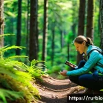 생물다양성 보전 전문가 연봉 - **Prompt:** A focused female biodiversity specialist in her early 30s, wearing practical, modest hik...